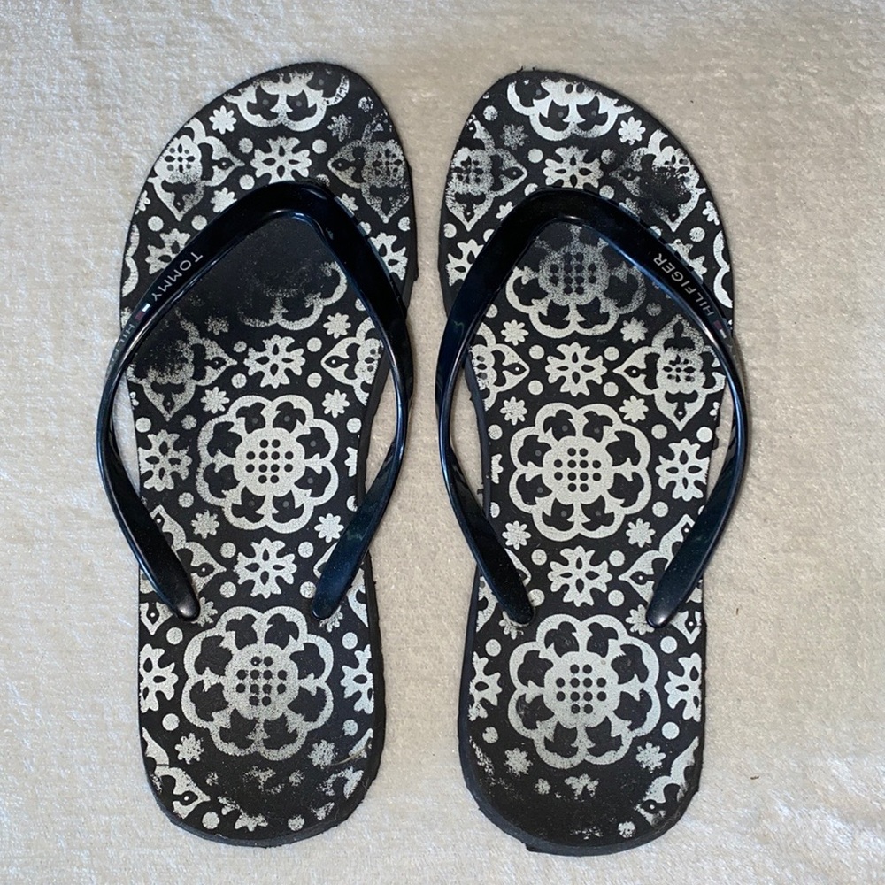 Tommy Hilfiger Black Flip Flop Sandals